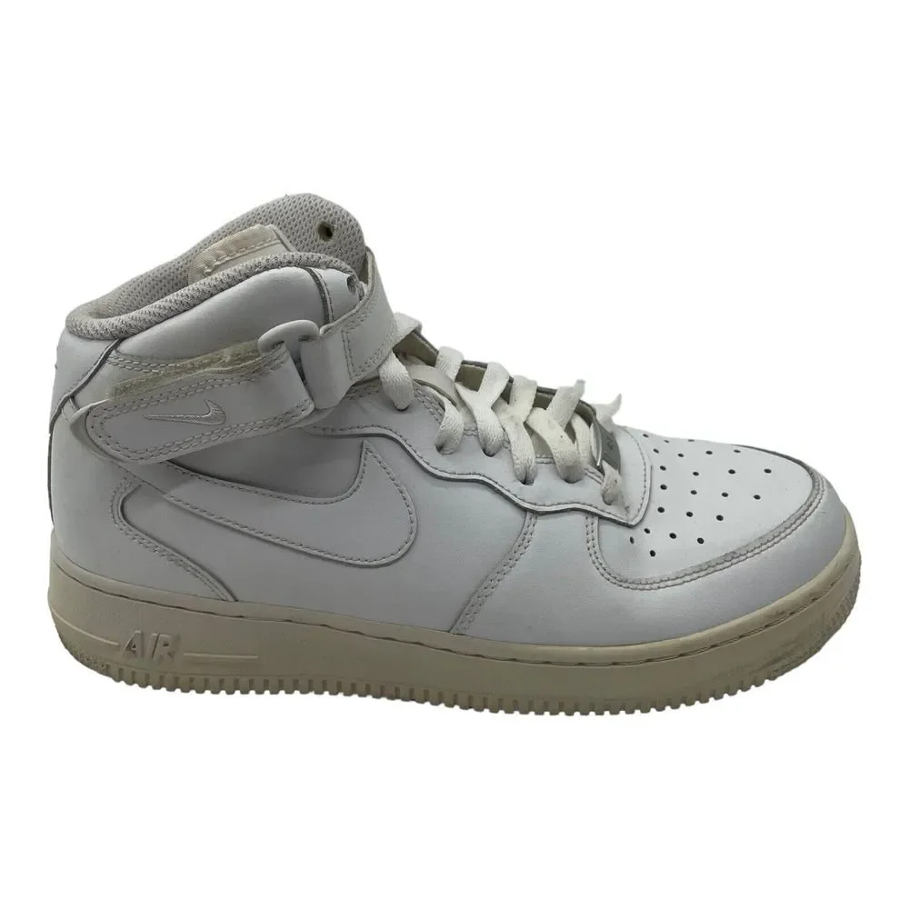 Nike Air Force 1 Mid Sneakers GS Triple White 314195-113 Kids Size 7Y Womens 8.5
